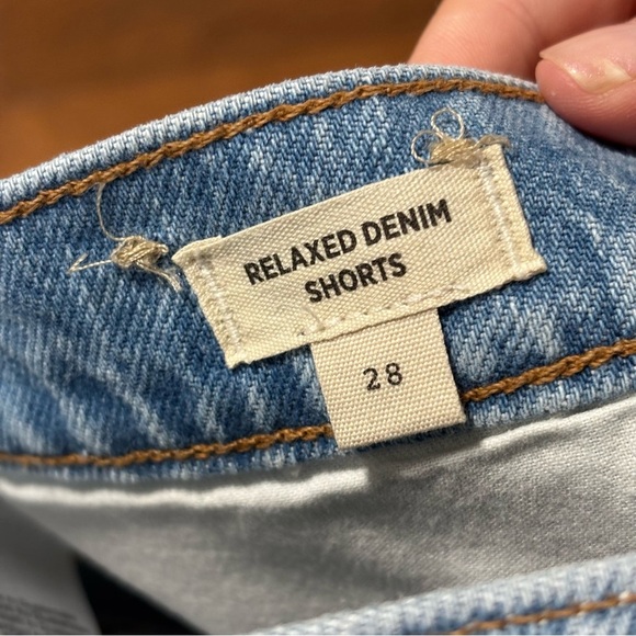 Madewell Relaxed Denim Side Slit Cutoff Medium Wash Distressed Jean  Shorts NWT - Picture 8 of 8